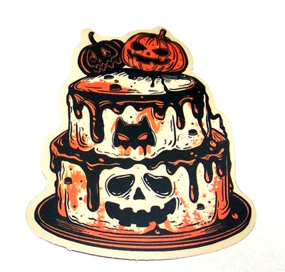 HALLOWEEN Themed Die Cut Sticker Decal All Hallows Eve Holiday - Pumpkin Cake
