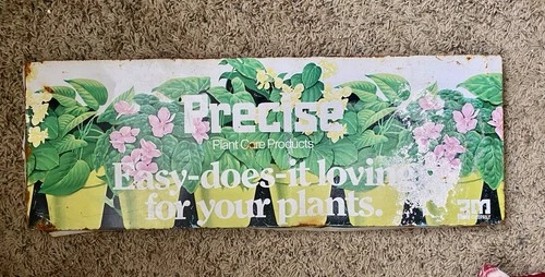 Vintage Tin Advertisement Sign Plant Flower Garden Cottage Retro Shabby Chic