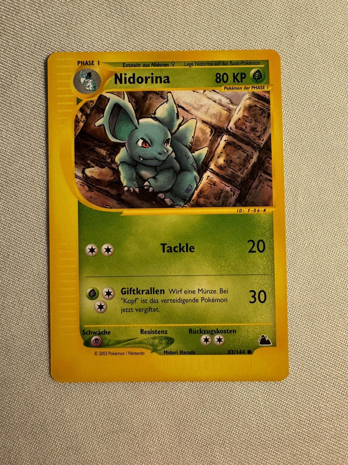Pokémon 2003 Nidorina Skyridge deutsch 83/144 Wizards of the Coast NM-MT vintage