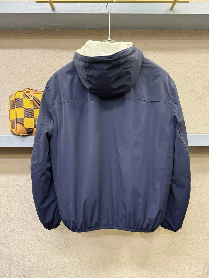 Brunello Cucinelli Men's Thermal-Lined Cotton-Blend Nylon Hooded Zip Jacket Blue - Image 2 of 4