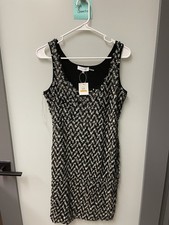NWT Ladies Calvin Klein Black White & Gray Textured Sleeveless Dress - Size S