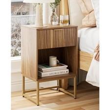 Nachttisch mit Schublade, 40 cm breiter Beistelltisch mit großem Fach, modern...