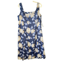 Nine West Dress Womens 16W NEW Blue Floral Sleeveless Career Office Modest Midi