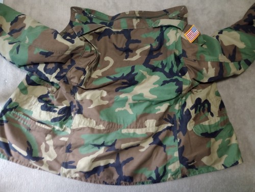 US Army M65 Woodland Camo Field Jacket Coat Cold Weather Large W/liner - Picture 7 of 14