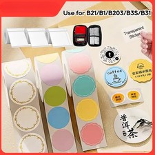 Round Sticker Label Transparent White Adhesive Waterproof Thermal Paper Portable