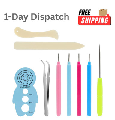 KITANIS 9 Pieces Quilling Tool Kit Slotted Pens Bone Folder Tweezer Awl