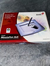 Genius MousePen Pen Tablet Silver 8x6" Tablet With Mouse And Stylus Pen Tested 