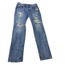 Abercrombie  Fitch Jeans Men 30x32 Blue The A F Skinny Button Fly Distress