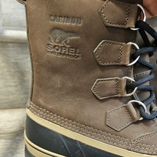 Sorel Caribou Waterproof Leather Snow Winter Boots Brown Sherpa M 7 W 8.5