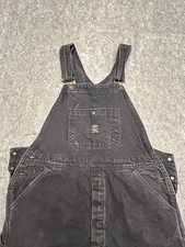 VTG Pointer Brand Bibbed Overalls Black Denim Made in USA 36x30