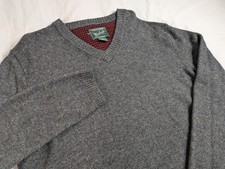 Woolrich Brookford Mens L Deep Ruby Heather Lambs Wool V Neck Sweater Classic