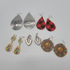 5 Pairs of Women Dangle Earrings Teardrop Multicolor