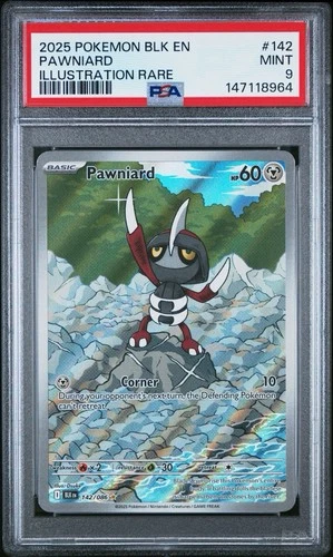 2025 POKEMON BLK EN-BLACK BOLT ILLUSTRATION RARE #142 PAWNIARD PSA 9