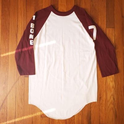 Vintage Mens T Plus Burgundy Raglan 3/4 Sleeve Baseball Jersey T-Shirt Size M
