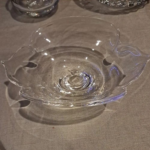 Vintage Steuben Calyx 10″ Art Glass Bowl — Signed, Clear Crystal, Donald Pollard