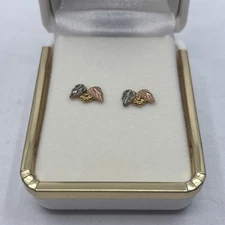 NEW Vintage 10K Black Hills Gold Tri-Color Earrings 14K Post
