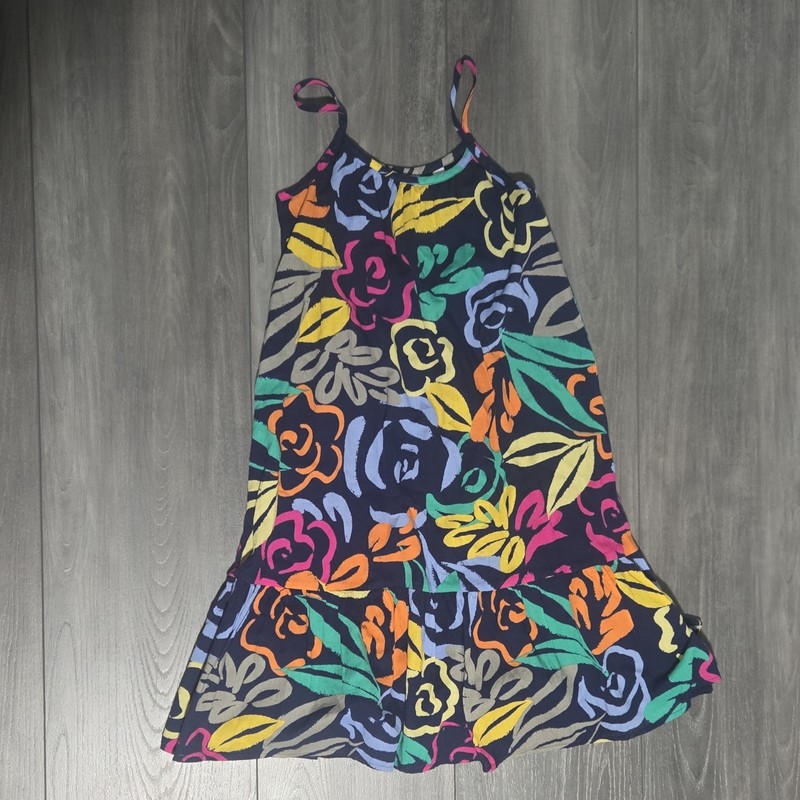 Gap Kids Floral Summer Sun Dress Stappy Navy Blue Yellow Pink Green Size Small