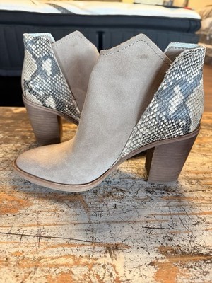 Dolce Vita Sonni Shep Split Shft Ankle Booties Women's 8 Taupe Suede Snake Prnt