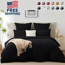 Duvet Cover Sets Plain Dyed Quilt Bedding Set with Pillow Shams Twin Queen King