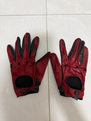 Joseph & Lyman Leather Driving Gloves Red Black Size 9 Made in Italy AS IS