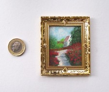 DOLLS HOUSE ORIGINAL HAND PAINTED POPPY GARDEN SIGNED LANDSCAPE MINI PAINTING