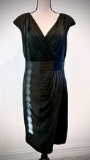 St. John Collection Faux-Wrap Satin Dress- Silk Lining-Size 8- Excellent Cond!