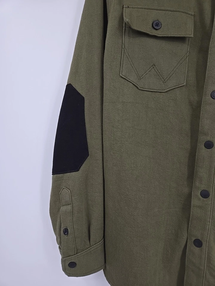 Camisa de sarga fuera de rango Roark x Wrangler talla Mz verde algodón hecha en EE. UU. DEFECTUOSA Foto 2 de 4