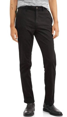 NWT George Men's Slim Casual Chino Pants  Black Multiple Szs Flat Front Cotton