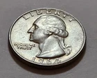 1964 Washington Quarter • AU Slider Look 90% Silver • Strong Detail NMM  X37