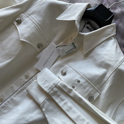 $1K CALVIN KLEIN 205W39NYC (36/S) White Police Shirt Coat Oversized Raf Simons