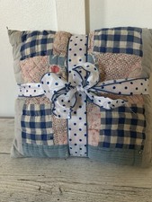 Handstiched Vintage Quilt Pillow 12x12 Blue Hand Pieced And Stitched 1930 Era