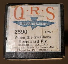  2590 When the Swallows Homeward Fly Ohman QRS 88 Note Player Piano Word Roll