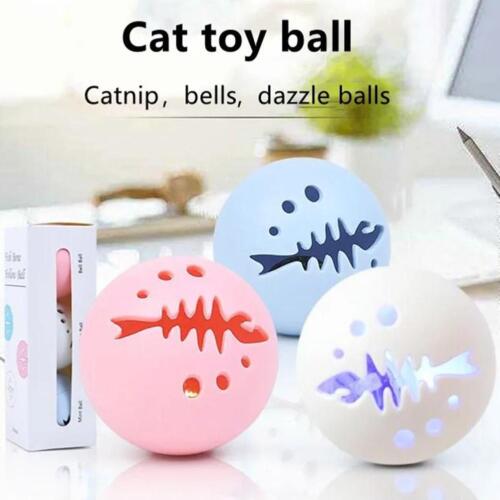 Kitten Fishbone Cat Ball x3 Luminous Pckaging Safe Toys To Play Interactive - Afbeelding 1 van 14