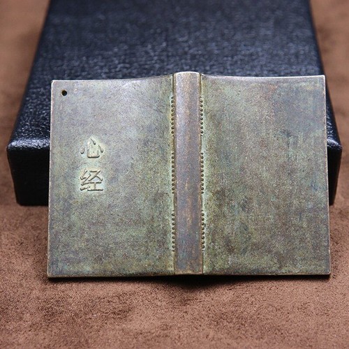 Chinese old Bronze Buddhist Heart Sutra Carved Book Ornament Figurines - Picture 2 of 8