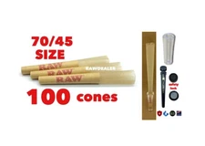 RAW single size 70/45 pre rolled cone(100PK)+philly tube+glass cone tip