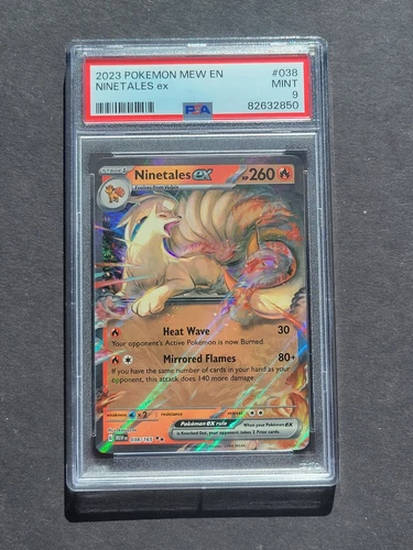 PSA 9 NINETALES EX 038/165 - SCARLET & VIOLET 151 MEW EN DOUBLE RARE HOLO - MINT
