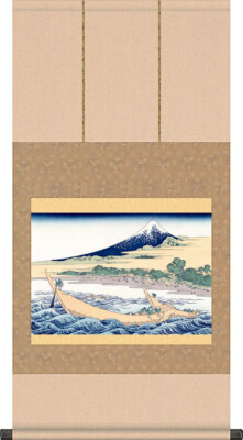 Hanging scroll Schematic map of Tokaido Ejiri Tago no Ura by Hokusai SS 45x90cm