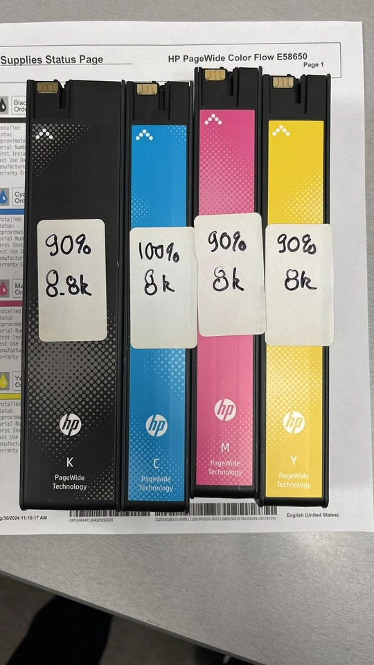 ✅Juego completo K/C/M/Y✅90%-100%✅HP OEM 981X TINTAS HI-YLD LOR09A/LOR10A/LOR11A/LOR12A Foto 3 de 4