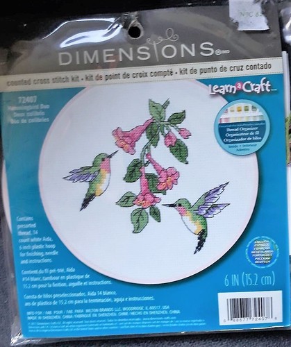 Abmessungen Kreuzstich-Kit mit Reifen: Learn-a-Craft: Kolibri Duo - Bild 2 von 3