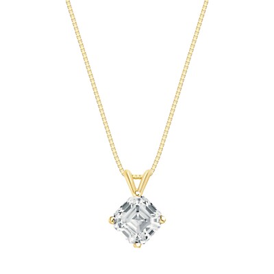IGI E/VS 2,5 kt gedrechselter Asscher Lab Created gewachsener Diamant Anhänger 18 K Gelbgold