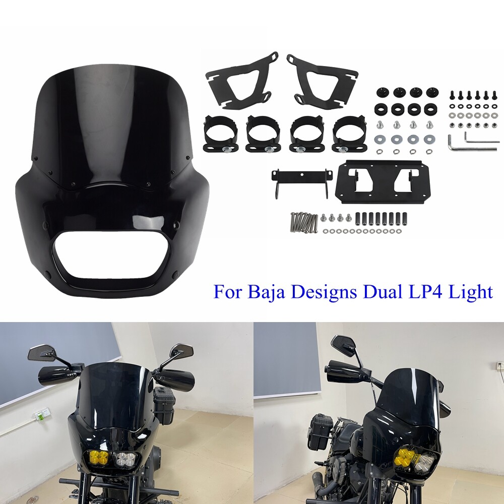 11"" Windshield Fairing w/for Dual LP4 Light Bracket For Harley Fat Bob 114 FXFBS