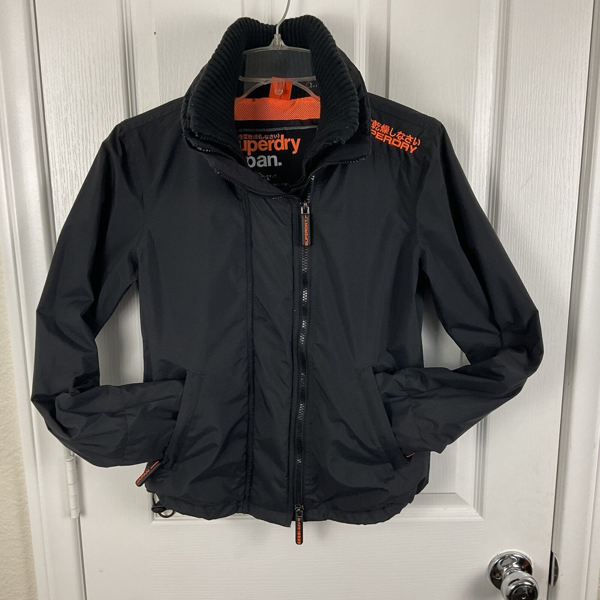 SUPERDRY Women's Black Windcheater Full Zip Windbreaker Jacket S