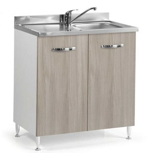 Mobile cucina olmo con sottolavello scolapiatti miscelatore e lavello acciaio - Immagine 3 di 4