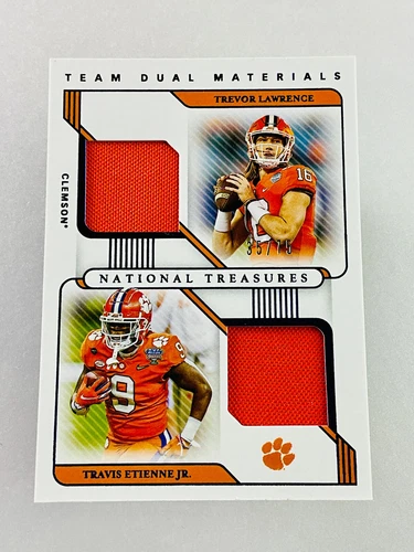 2021 Panini National Treasures Trevor Lawrence Etienne Dual Jersey /75 RC