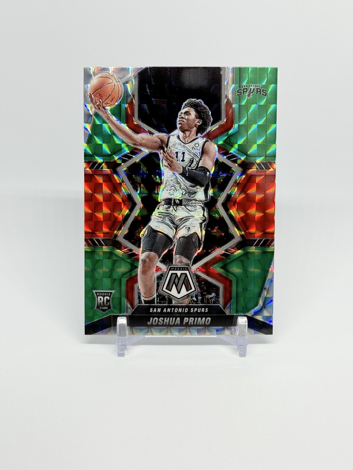 2021-22 Mosaic Joshua Primo Red Green Choice Prizm Rookie RC #204 Spurs