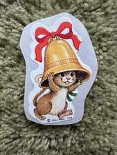 vintage christmas mouse sticker, unused loose, 1980  s hallmark