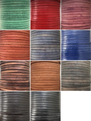 HOLLIS Flach 4 mm Echt Leder Echtschmuck Basteln Tanga Kordel Spitze