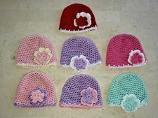 Girls Baby Preemie Hats-Newborn Hats- Handmade Crocheted baby hats-various color