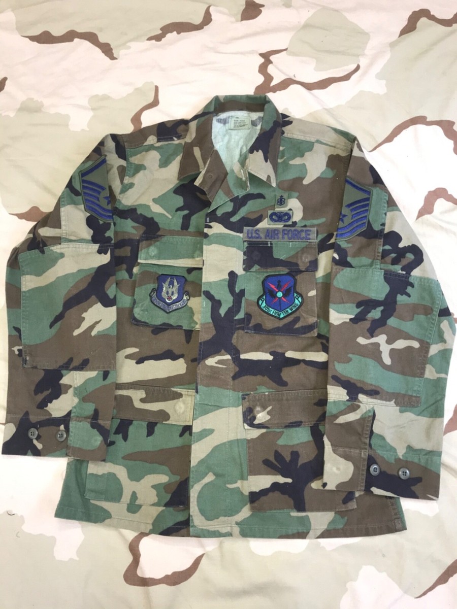 US AIR FORCE CAMO BDU SHIRT VINTAGE JACKET 301ST FIGHTER