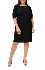 MSK Plus Size Puff-Sleeve Sheath Dress Navy 1X MSRP: $ 79.00